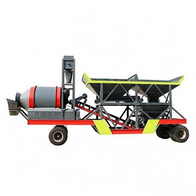 JZM Mobile Drum Mixing Plant Cement Plant Equipments Wheel Mounted Portable Concrete Batching Station For Construction Site